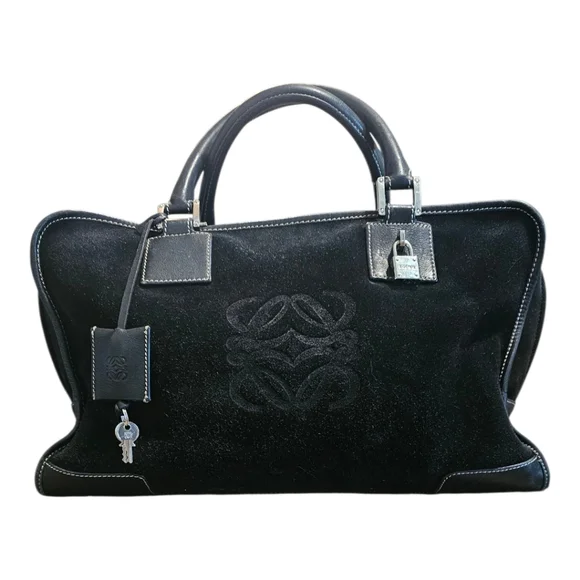 Loewe ♡Anagram Amazona Bag, Black Suede & Leather, Italy, Quiet Luxury - Picture 1 of 16